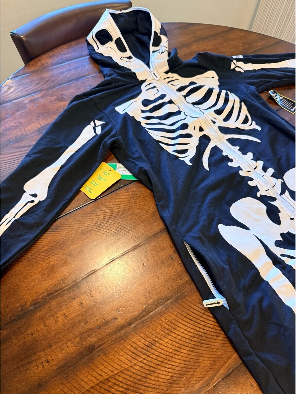 Tipsy Elves Skeleton Costume Womens Small Hooded Jumpsuit Halloween NWT Flaws
